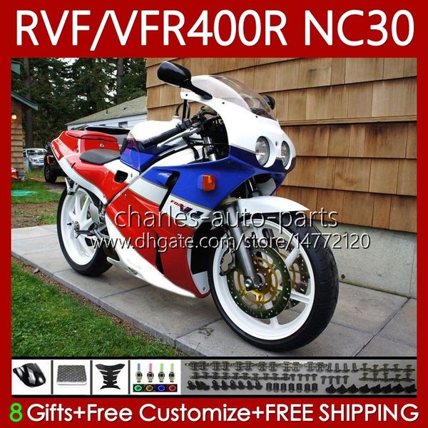 Bodys для Honda RVF400R N30 V4 VFR400 R VFR400R 89-93 79NO.27 RVF VFR 400 RVF400 R 400RR 1989 1990 1991 1992 1993 VFR400RR VFR 400R 89 90 91 92 93 обтекатель Kit Blue Red Blk