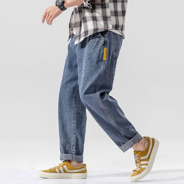 

men's pants men sweatpants 2021 autumn jeans loose all-match trousers korean joggers straight casual fashion streetwear, Black