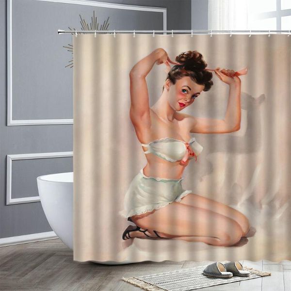 

shower curtains woman pattern american bathroom curtain polyester fabric waterproof batb screen home decor with hooks