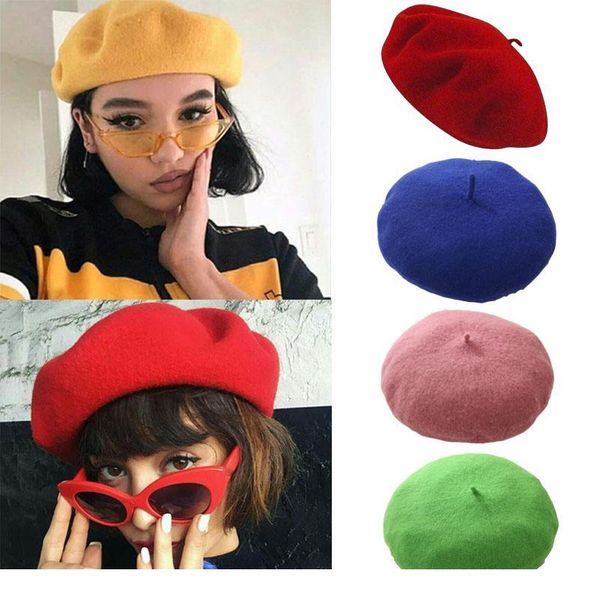 

vintage women autumn winter berets hat for girls faux wool solid color caps female baggy bonnet gifts w qylygx