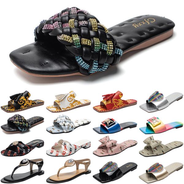 

new luxury women slides slippers womens fashion sandals black white slide slipper flat flip flops size 37-42