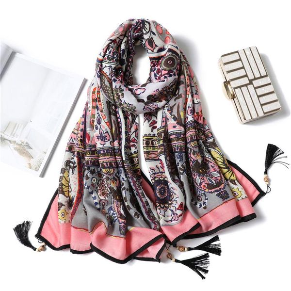 

2020 новый женский шарф хиджаб хлопок пашмины дизайн печать bohemia женский foulard платок пляж шали зимы шарфы wmttjn bdegarden, Blue;gray