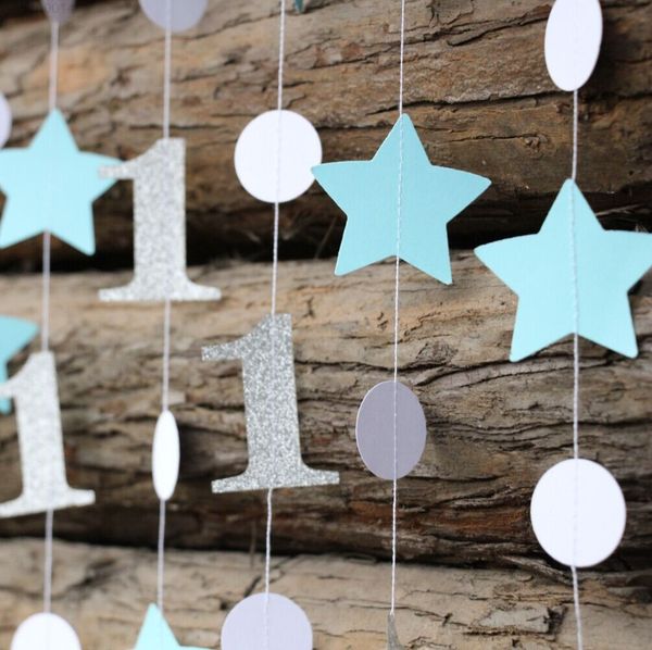 

a-eco-friendly (3pieces /lot )3 feets blue silver decorations -star onederland decor -1st birthday garland boy /girl
