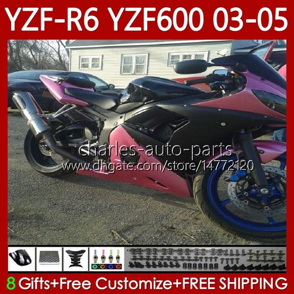 Motorrad-Karosserie für Yamaha YZF600 YZF R 6 600 CC YZF-R6 Pink Schwarz 2003 2004 2005 Verkleidung 95No.152 YZF R6 600CC YZF-600 03–05 Karosserie YZFR6 03 04 05 OEM-Verkleidungsset