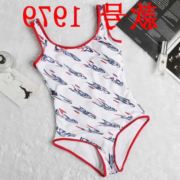 

broken flower dew back sweet creative swimsuit with tag letter hot