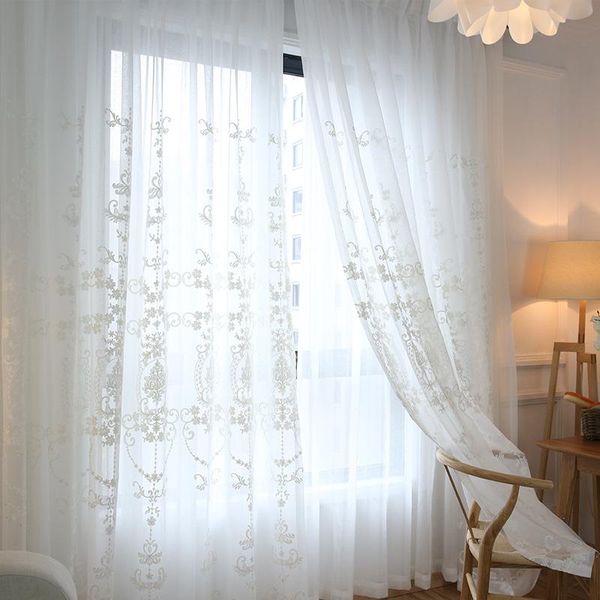 

curtain & drapes high-grade white embroidery flower screens european style voile tulle sheer for bedroom living room windows curtains