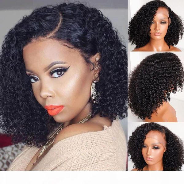 

fureya hair 13x6 lace front wigs black short curly human hair wigs for black women pre plucked brazilian lace front, Black;brown