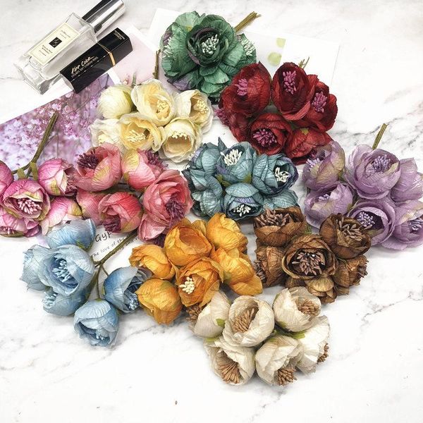 

decorative flowers & wreaths hindjef 6 pieces 5cm peony flower head silk artificial for wedding decoration diy wreath home fake