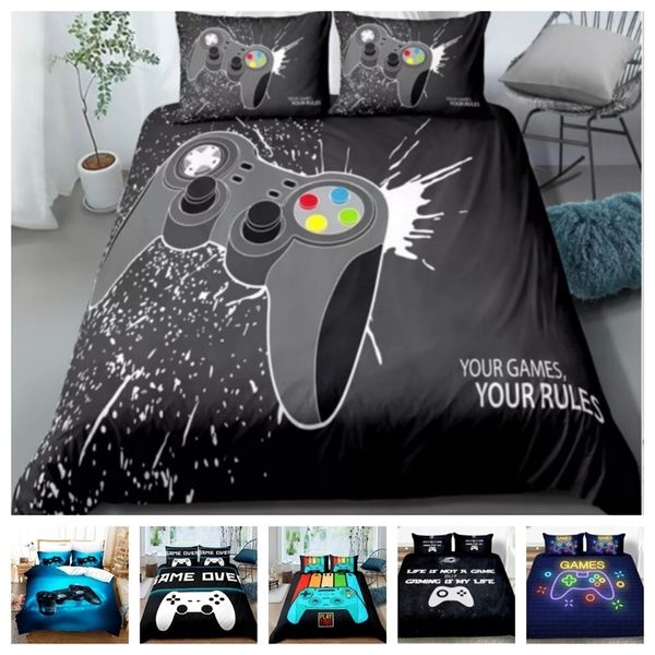 Moda Yatak Seti 2/3 adet 12 Desenler 3D Dijital Gamer Baskı Nevresim Setleri 1quilt Kapak + 1/2 Yastıklar ABD / EU / AU 201128