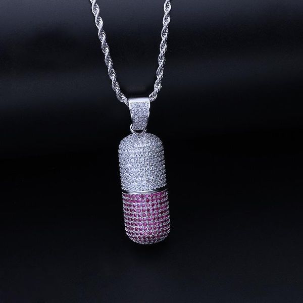 

pendant necklaces hip hop fashion jewelry necklace can open cubic zircon copper iced out detachable unisex, Silver