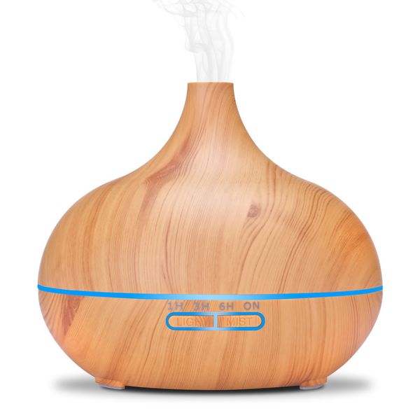 

dhl aromatherapy essential oil diffuser bamboo humidifier wood grain ultrasonic cool mist diffusers with 7 led color light a05