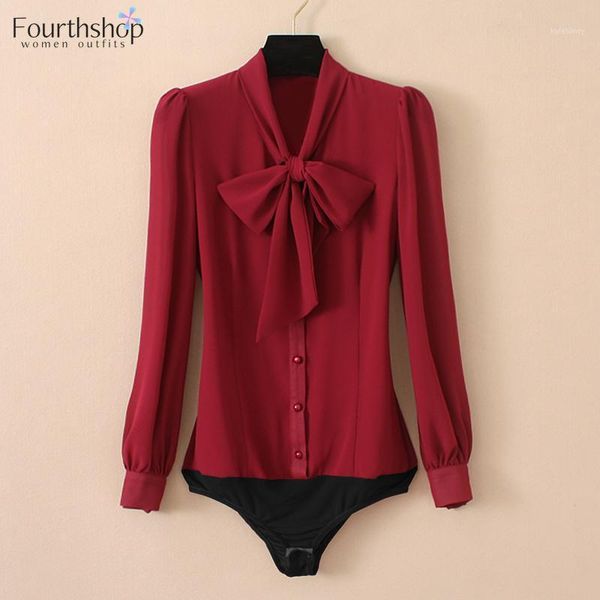 

elegant chiffon bodysuits women lantern long sleeve bow tie neck office work lady and blouses female formal body shirt 20201, Black;white