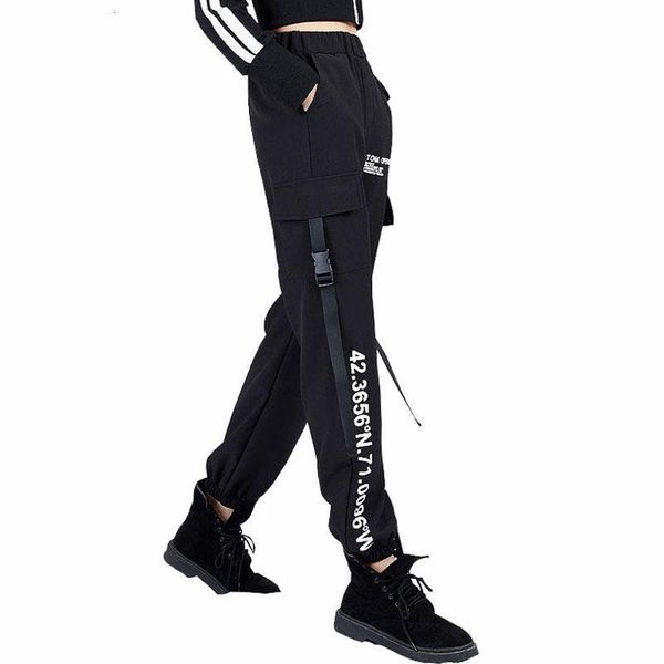 

women new fashion high waist cargo pants plus size female casual ankle-length korean style streetwear trousers loose jogger pant, Black;white