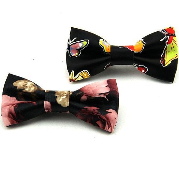 

men pu bow 3d print tie for bowknot evening party full handmade butterfly men's finest bowtie fashion neckwear 10pcs/lot, Black;gray