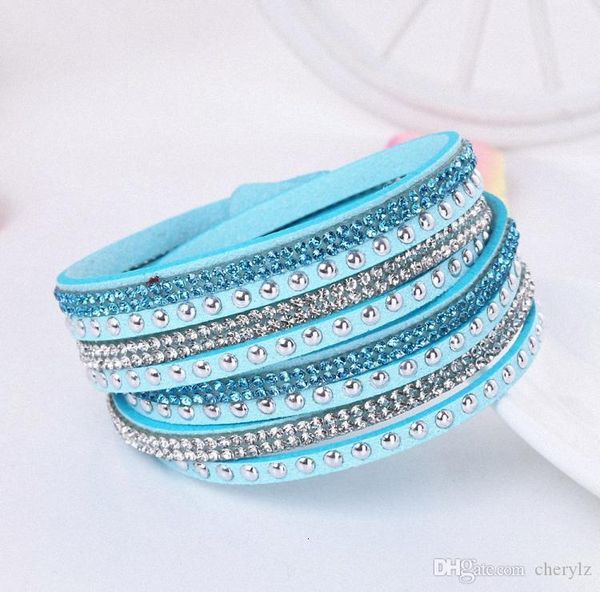 

t0mmfashion multilayer wrap bracelets slake deluxe leather new charm bangles with sparkling crystal women sandy beach fi