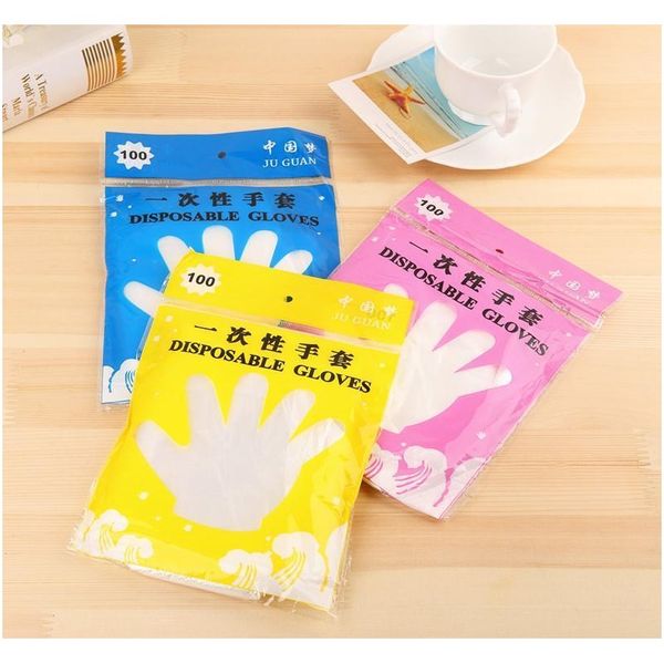 

100 pcs/set pe disposable gloves waterproof oilproof transparent home film glove multifunctional sanitary gloves for jllzqf sport777