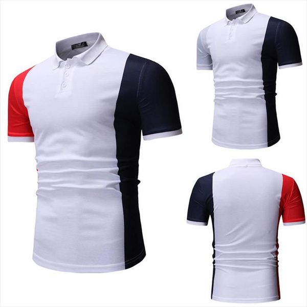 

new blouse men spring winter stand collar fashion casual short sleeve spell color slim pullovers summer 4f12, White;black