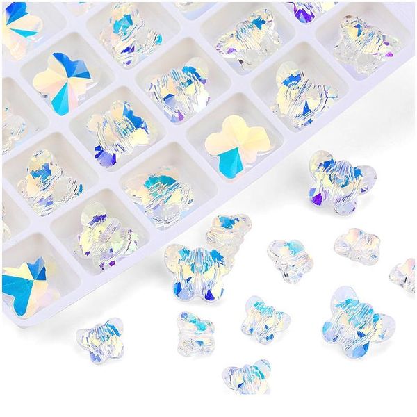 

6x8/8x10/10x14mm crystal butterfly pendant glass butterfly charms rhinestones beads for earring making diy jewelry qyluqc