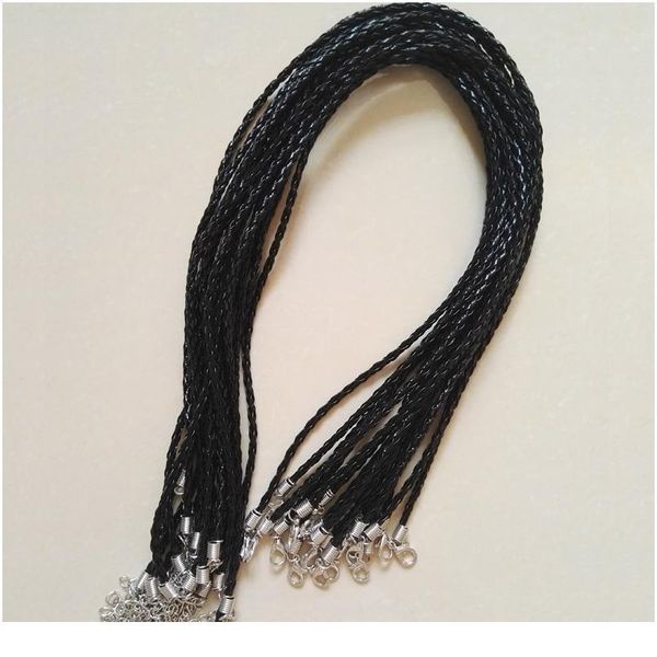 

interweave leather rope m 100pc black cord necklace rope pendant 45+5cmfashion jewelry accessories w jlltfx, Silver