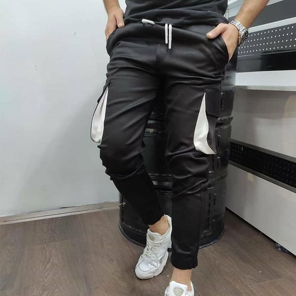 

men's pants men pocket design sweatpants, male solid color long sports pants, black/ dark blue/ purple/ green/ brown