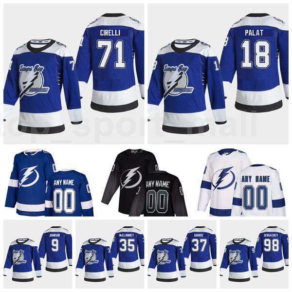 

reverse retro hockey tampa bay lightning 71 anthony cirelli jersey 18 ondrej palat 98 mikhail sergachev 9 tyler johnson 37 yanni gourde, Black;red
