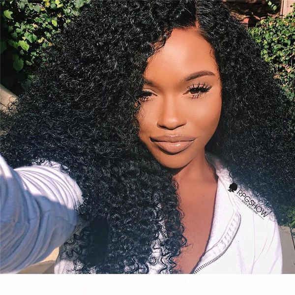 

8a 13x6 malaysian kinky curly full lace human hair wigs with baby hair ponytail lace front human hair wigs for women, Black;brown