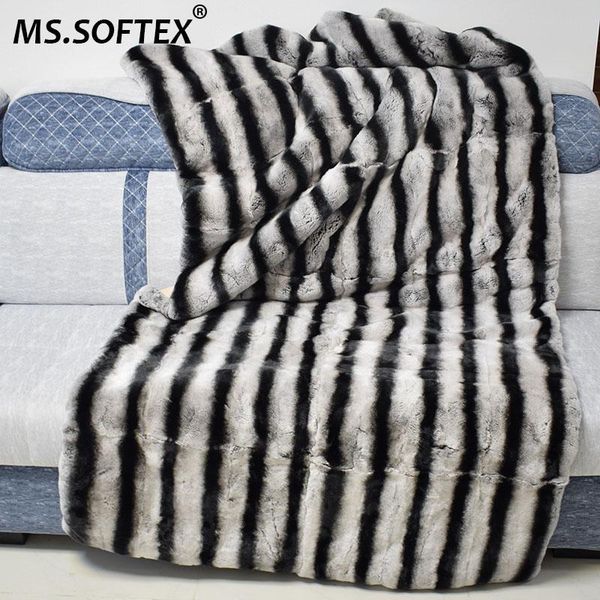 

blankets ms.softex chinchilla rex real fur throw luxury natural blanket bedcover bed runner home decoration