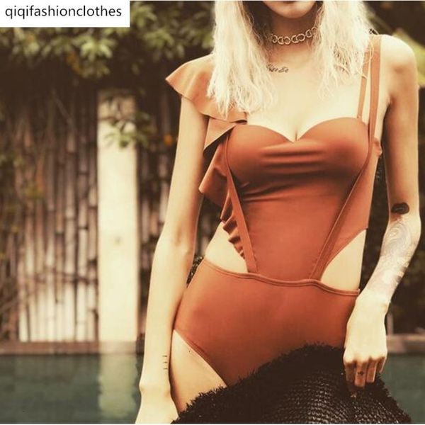 

2019 new open back caramel spring one piece bathing suit, White;black