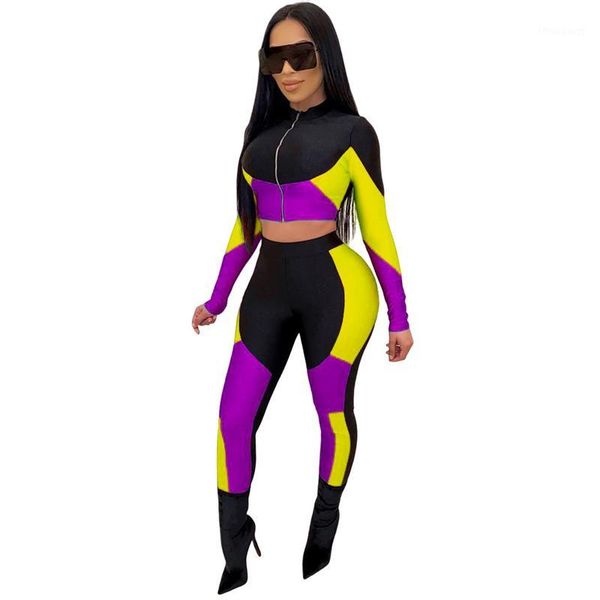 

casual neon color women two piece set fashion active wear tracksuit crop and pencil pants matching sets sporty clothing 20201, Gray