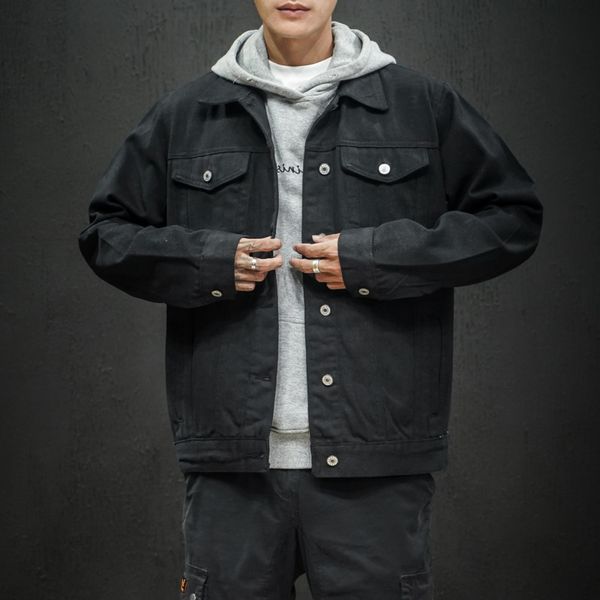 

denim men's fashion letter printed cotton casual jackets mens streetwear wild loose hip hop bomber jacket men m-5xl, Black