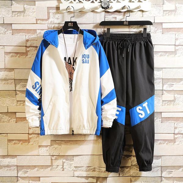 

men hooded jackets+pants 2 pieces sets sportswear sweatsuits men spring autumn casual sets tracksuits size 3xl1, Gray