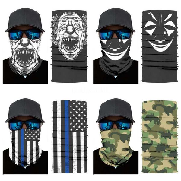 

7tuef mask multifunction mask half letters e riding mask magic skull scarf brand face seamless outdoor cycling turban neck skull scarf#978, Blue;black