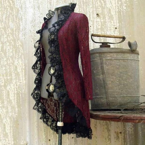 

women jacket vintage cardigans bridesmaid lace flounce collar long sleeve coats chaquetas mujer 2019 new manteau femme, Black;brown