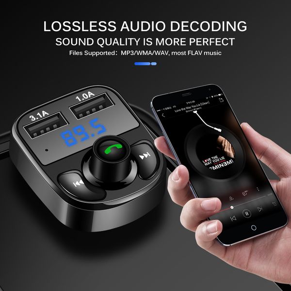 

onever fm transmitter aux modulator bluetooth handscar kit car audio mp3 player with 3.1a quick charge dual usb car charger