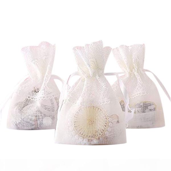 

40pcs lace drawstring gift bag lace floral design pouch wedding party favor bags for gifts, small gift bags, jewelry bags and we