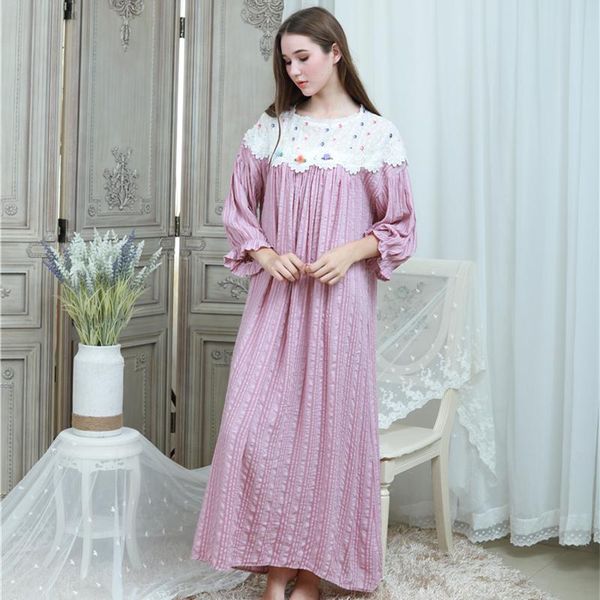 

big size nightgown dress women vintage sleepwear home dress sleep lounge nightdress female full length nighties pregnant woman, Black;red