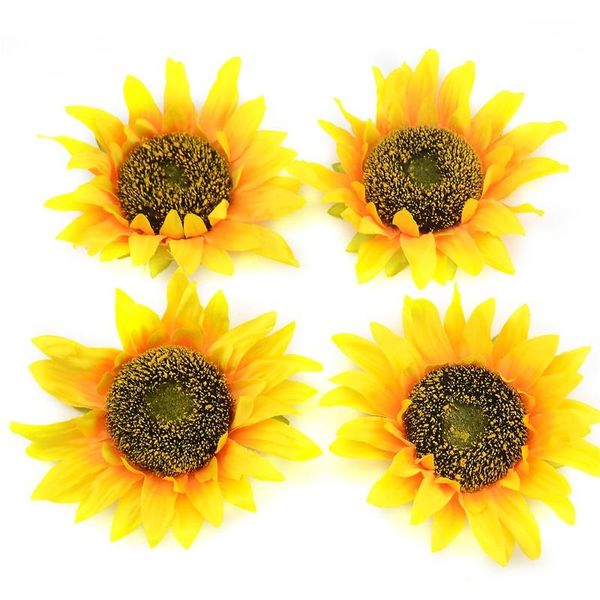 

1pcs 14cm large sunflower head artificial silk flowers for diy scrapbooking wreath home wedding decoration fake flower wmtmor
