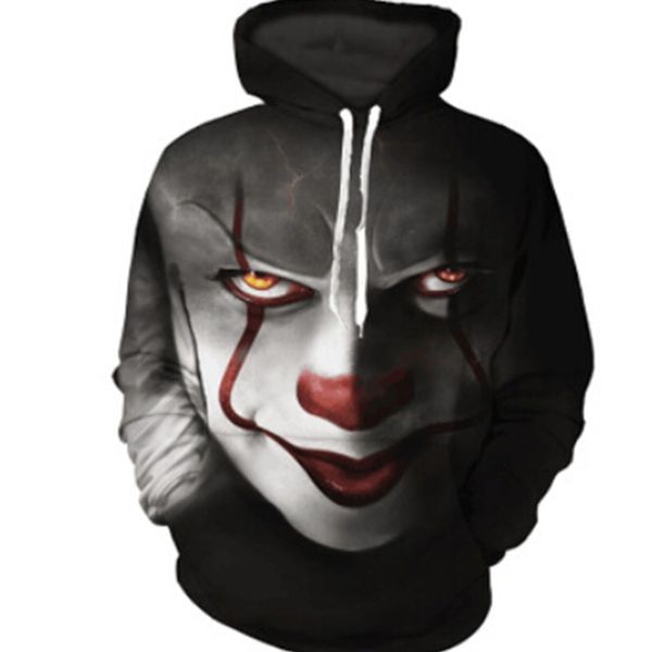 

men women sweatshirts couple hoodies clown back series 3d printing pullovers hooded sweatshirt spring autumn s-5xl, Black