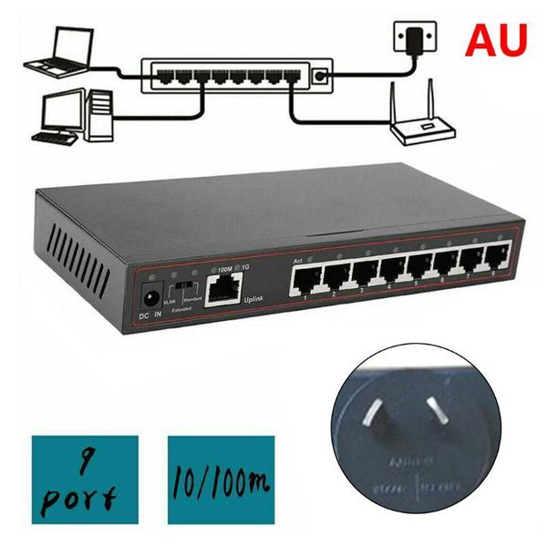 

9ports lan ethernet net-work switch hub mini deskadapter us/uk/eu/au plug y5lc
