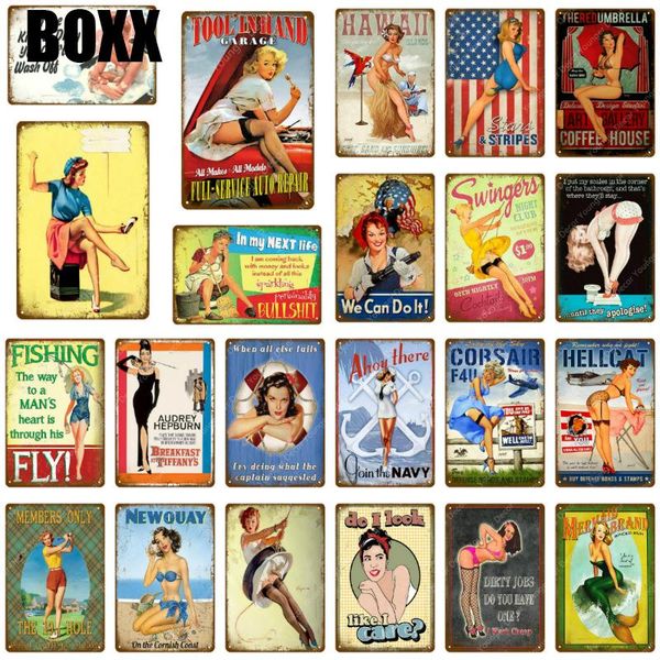 

sexy girl pin up metal tin tin signs hawaii friend flish many vintage настенные настенные налет ретро железная картина плакат паб бар дом до