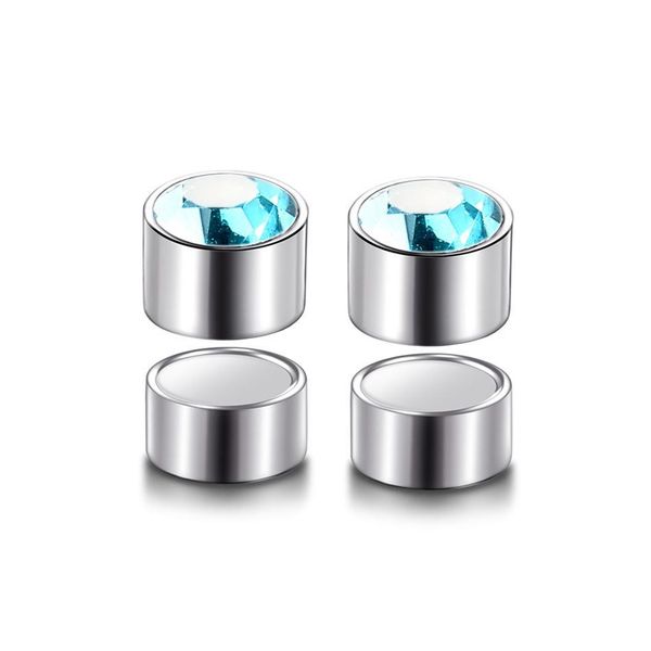 

2pcs/lot steel rhinestone crystal no pierced magnet ear stud magnetic earrings fake cheater ear plugs nose lip rings 6mm q sqchdr, Silver