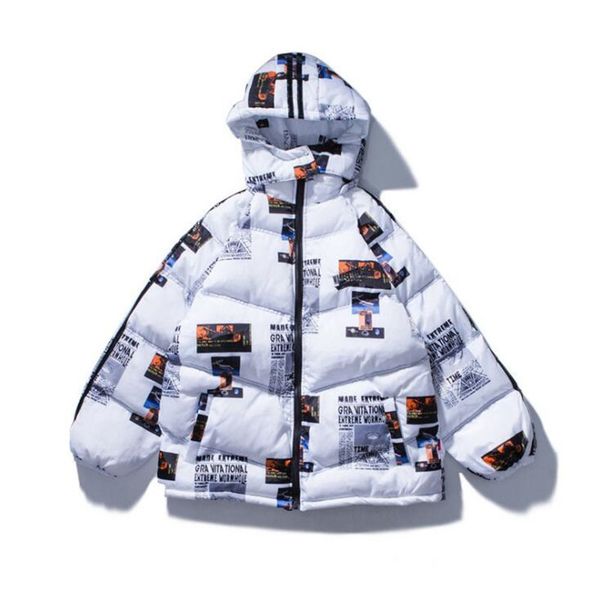 

nagri oversize female winter jacket hip-hop couple with hood parka 2020 fashion letter-printing cotton quilted coat, Black