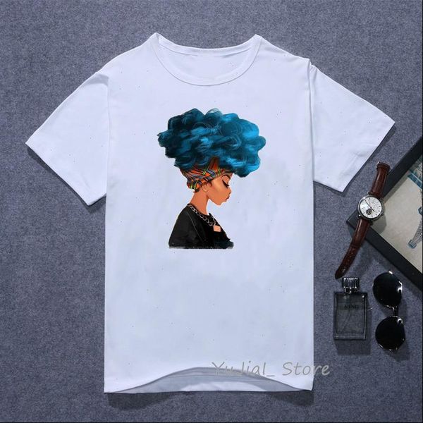 

queen afro black girl magic melanin poppin shirt women streetwear haut femme aesthetic clothes vintage gothic drop shipping, White