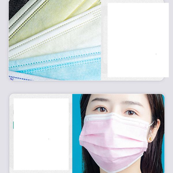 

factory price disposable 50pcs/bag face masks colorful mask layer balck gray pink green dust mouth cover 3