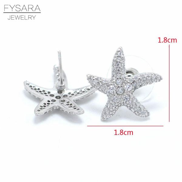 

fysara элегантные звездымы-гвоздики серьги для женщин кубический цирконий кристалл серьги любовь океанская звезда серьги серьги очарое ювели, Golden;silver