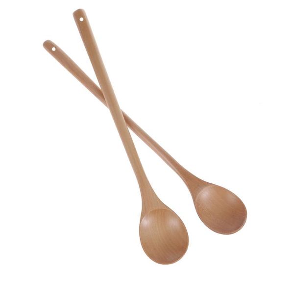 

spoons 2pcs long handle wooden stirring jam spoon kitchen cooking utensils