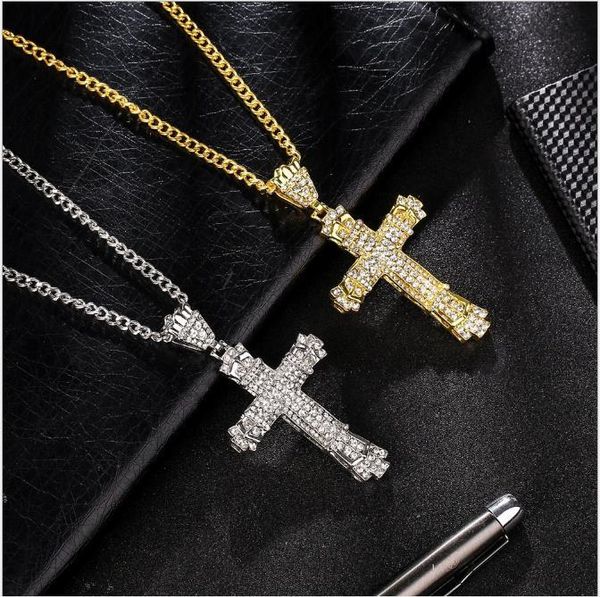 

hip hop jewelry men's diamond cross necklace pendant