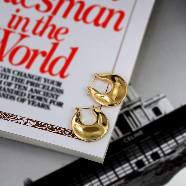 

hoop & huggie just feel irregular surface unevenness metal c shaped earrings for women geometric statement simple copper jewelry gift, Golden;silver