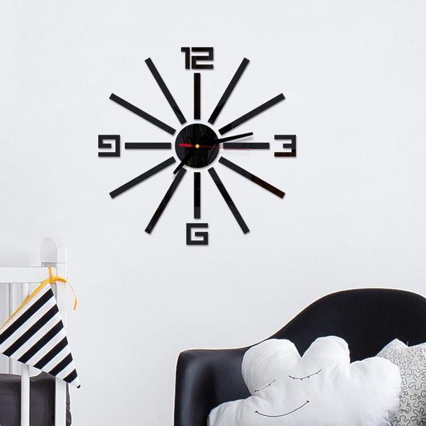 

3d wall clock design large acrylic mirror clocks stickers wall watch living room decorative house clock on the duvar saati
