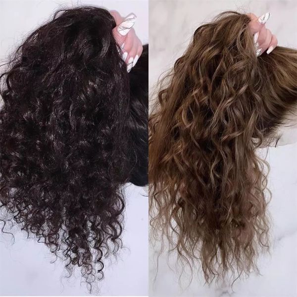 

black/brown 360 lace kinky curly wig 13x4 deep curl frontal wig human hair closure synthetic wigs pre plucked